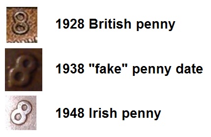 1930 Irish penny forgery - faked 