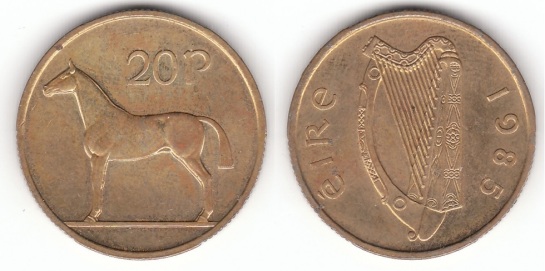 Rare 1985 Irish 20p coin