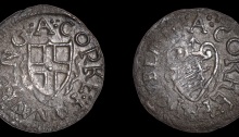 Cork, under Commonwealth authority, Farthing token, overstruck on a Double Tournois of Louis XIII