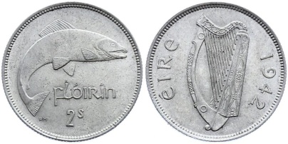 Ireland 1939-43 Florins were 75% silver, whereas later issues (1951-68) were cupro-nickel.