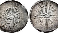 Hiberno-Norse. Circa 1095/1100-1150. AR Penny (18mm, 0.46 g). Phase VI coinage, Long Cross type. Uncertain mint signature and moneyer. Bust left; croizer before, quatrefoil on neck / Voided long cross; pellets and scepters in opposite quarters. O`S 22; SCBI 8 (BM), 366-75; D&F 32; SCBC 6187. Good VF, toned