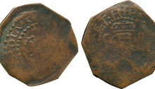 IRELAND, Charles I, Confederate Catholics, Kilkenny Issues (1642-1643), Copper Halfpenny, crown over crossed sceptres, linear circle and legend surrounding both sides, rev crowned harp with C to left, R to right, 5.23g (DF 263; Nelson type I; S 6555). Quite weakly struck as usual, good fine, toned, rare