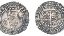 Ireland, Henry VIII, First Harp Issue (1534-40), groat, m.m. crown, crowned h and i (for Henry and Jane Seymour, 1536-37) beside harp, 2.45g (S. 6473), good very fine