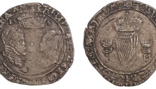 Ireland, Philip and Mary, groat, 155[7], mm. rose, date lacks last digit, facing busts, crown above, date below, rev. crowned harp (S.6501B)