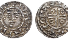 Ireland. John as lord of Ireland (1177-1199), AR Half-penny. Dublin, c. 1190-1198. +IOHANNES DO, facing diademed head / +TOMAS…VVE, voided cross potent. SCBI 10, Belfast, 231-74; S 6205. 0.71g, 14mm, 6h.