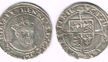 Ireland. Edward VI sixpence, posthumous Henry VIII issue. Old Head Coinage" 1547-1550 portrait, type IV. Small bust facing semi right, has been cleaned, nice full flan and good overall definition. Seaby 6488, good very fine.