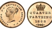 1868 Bronze Proof Quarter-Farthing (Victoria, 2nd portrait)
