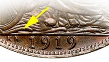 1919 GB & Ireland George V bronze penny KN mint mark.jpg