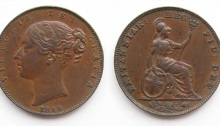 1844 GB & Ireland copper farthing (Victoria)