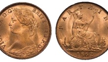 1862 GB & Ireland bronze farthing (Victoria, Bun Head) uncirculated