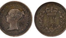 1870 GB & Ireland silver three-halfpence (Victoria) - proof