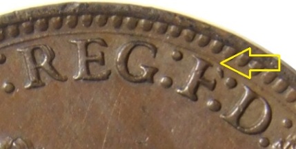 1883 GB & Ireland bronze farthing - Broken F in FD