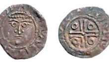 John (as Lord), Third coinage, Halfpenny, Dublin, Moneyer Thomas. rev. double cross pommée, THOMAS ON DV, DF 42 S.6207