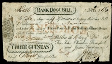 1802 Dublin, Beresfords Bank, contemporary forgery of Bank Post Bill for Three Guineas, 14 December 1802, stamped forgery