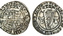 Henry VIII (1509-47), Groat, first harp issue, with Katherine Howard (1540), 1.96g, m.m. crown, crowned coat-of-arms, rev. crowned harp between royal cypher h k (S.6474), good fine