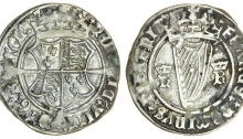 Ireland, Henry VIII (1509-47), Groat, second harp issue, King alone (1540-2), 2.51g, m.m. trefoil, crowned coat-of-arms, rev. crowned harp between royal cypher h r (S.6479), near very fine.