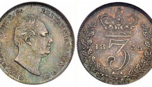 1835 GB & Ireland silver threepence (William IV). The Old Currency Exchange, Dublin