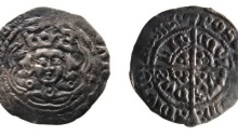A silver, medieval, half groat of Edward IV AD.1461-1483, first reign, AD.1461-1470, Irish issue, Heavy Portrait ‘Cross and Pellets’ coinage. Dublin mint, Spink 6354 Obverse, bust of king facing with annulets beside neck, pellet on neck, [...]WAR[...]IE Reverse, Long cross with three pellets in angles, outer legend, POS[VI:/ DEV]M:/ADIVTO/RE: MEV inner legend CIVI/TAS/DVB/LIE