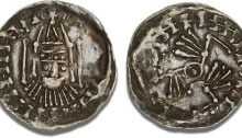 Hiberno-Norse coinage, c. 1065 - 1095, Penny, Dublin, Phase V, Facing bust, birds type