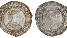 Ireland, James I (1603-25), Sixpence, 2.22g, m.m. rose, mag brit, first bust right, rev. tveatvr etc, crowned harp (S.6517), attractively toned, good fine