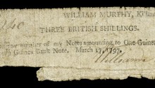 1797 Killarney, William Murphy, Three British Shillings, 17 March 1797, signed by William Murphy. The Old Currency Exchange, Dublin, Ireland.