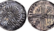 Hiberno-Norse, Phase VI silver penny - Crude draped bust left; crozier before, Domnall mac Taidc Ua Briain – Brotar mac Torcaill