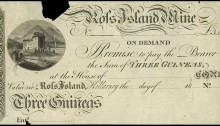 18__ Killarney, Ross Island Mine, Three Guineas, 18–, uniface proof on paper. The Old Currency Exchange, Dublin, Ireland.