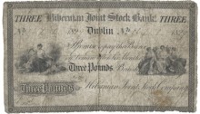 1829 Hibernian Bank Three Pounds, Post Bill. The Old Currency Exchange, Dublin, Ireland.
