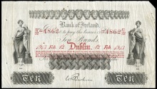 1913 Bank of Ireland (Thirteenth Issue), Ten Pounds - signed: W.H. Baskin. The Old Currency Exchange, Dublin, Ireland.