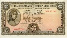 Currency Commission Irish Free State, One Pound, Type 1b (Fractional prefix), dated 7th June 1932, S/N: 14T 055703. Signed by: Joseph Brennan / James J. McElligott. The Old Currency Exchange, Dublin, Ireland.