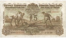 A Munster & Leinster Bank, Five Pounds (ploughman) note, dated 9th March 1939, signed by J. Brennan & A.E. Hosford. The Old Currency Exchange, Dublin, Ireland.