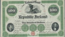 National Bond for the Republic of Ireland' and signed by O'Sullivan & Scanlan. The Old Currency Exchange, Dublin, Ireland.