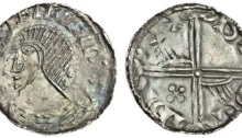 Hiberno-Norse Silver Penny, Phase III, Class A (Plain Head), Type 1h (Long cross, hand in two angles, cross pommée in one angle). The Old Currency Exchange, Dublin, Ireland.