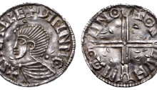 Hiberno-Norse Penny, Phase I, Class B (Sihtric Anlafsson), 1.51g, Obv. + SIHTRC REX DУFLNMΘ, draped bust left; pellet behind. Rev. ΘS GVN MΩΘ LINΘ (Osgun of Lincoln). The Old Currency Exchange, Dublin, Ireland.