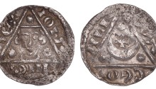 John (as King, 1199-1216), REX Coinage, Silver Halfpenny, Limerick mint signature, Moneyer: Wace. The Old Currency Exchange, Dublin, Ireland.