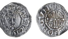 John (as Lord of Ireland), Third coinage, Halfpenny, Downpatrick, Tomas, CAPVT IOHANNIS, rev. THOMAS ON DVN. Extremely rare. The Old Currency Exchange, Dublin, Ireland.