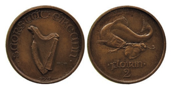 Morbiducci's Irish pattern (proof), Florin in Bronze