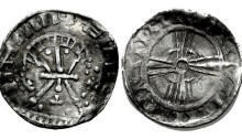 Hiberno-Norse Silver Penny, Phase V, (derivative of Edward the Confessor BMC Type v). The Old Currency Exchange, Dublin, Ireland.