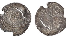 Hiberno-Norse, Phase V, c.1065-1095, Penny, 1.00g, group G/b, degraded facing crowned bust with large annulets at sides, most likely derived from the Two Stars type of William I (but equally possibly also from Henry I Annulets type- BMC1)