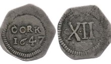 Cork, Octagonal Silver Shilling, 4.41g, obv. CORK 1647 in two lines, rev. XII (DF. 328; S. 6561), very fine, very rare