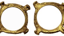 Celtic Ring Money. Gaul. Uncertain Tribe. Quadrangular gold ring with abutments in each corner. c. 200 - 100 BC. 0.86 g, 14 mm