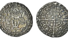 Edward IV (1461-1483), Light Cross and Pellets coinage, Groat, Drogheda, mm. pierced cross, nothing by neck, g on breast, rev. reads villa de drogheda, extra pellets in two quarters, annulets in others, 2.01g/3h (S 6341A; DF 134). Good very fine, attractively toned