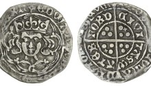 Edward IV (1461-83), Groat, light 'cross and pellets' coinage, c.1473-78, Waterford, m.m. pierced cross double fitchy, 2.17g, crowned bust facing, G on breast, rev. cross and pellets with an additional saltire in the first and third quarter