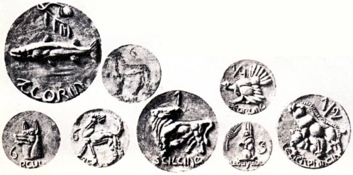 Carl Milles' designs for the 1927 Irish Coin Design Competition.