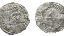 Scandinavian imitation of Hiberno-Norse Phase I, Long cross type penny. Crude bust left, blundered legend but attributable to Sihtric of Dublin