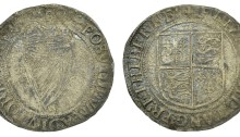 Elizabeth I (1558-1603), Third issue, Shilling, mm. trefoil, 5.37g/6h (S 6507; DF 252). About very fine but surfaces heavily corroded