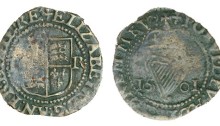 Elizabeth I, Third issue, Copper Halfpenny, 1601, mm. trefoil, 0.89g (S 6511, DF 257)