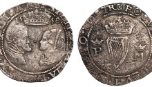 Ireland, Philip and Mary, groat, 1558, mm. rose, busts face to face, date divided by crown above, rev. crowned harp divides crowned P and M (S.6501D)