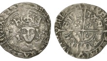 Henry VII, Late Portrait issue Groat, (1485-1509) Dublin, type IIc, open crown, saltires on tressure, SIVI TAS DBV LNE, 1.72g (S 6460, DF 198) aVF