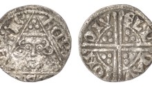 Henry III (1216-1272), Penny, Class 1c – Sexfoil in bottom right-hand corner, small triangle on band of crown. Moneyer, Davi (David of Enfield)